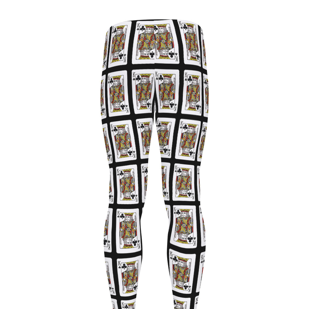 King Of Clubs Playing Card Pattern Print Men's leggings