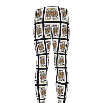 King Of Clubs Playing Card Pattern Print Men's leggings