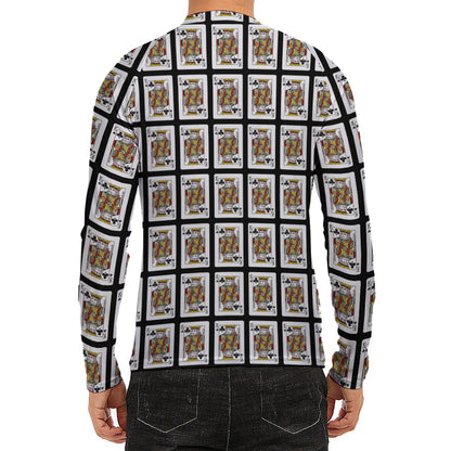 King Of Clubs Playing Card Pattern Print Men's Long Sleeve Rash Guard