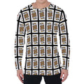 King Of Clubs Playing Card Pattern Print Men's Long Sleeve T-Shirt