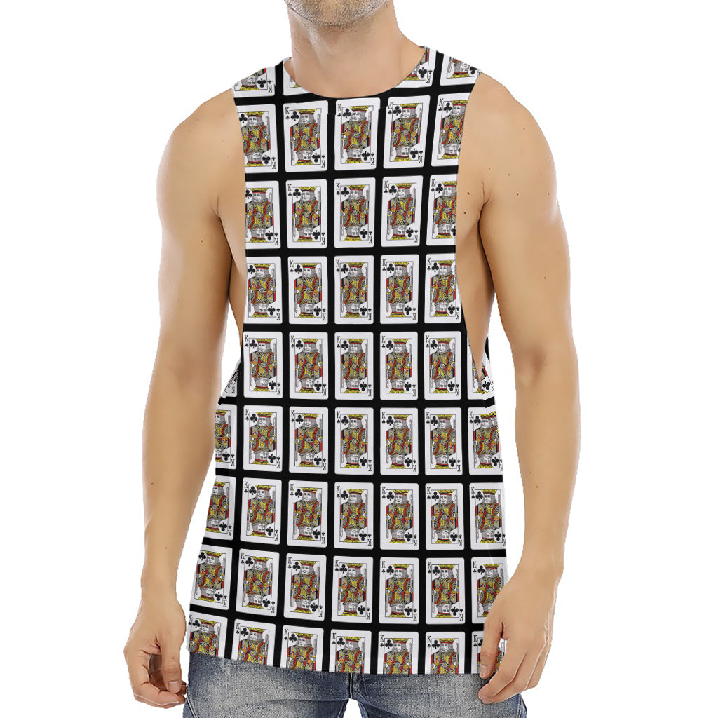 King Of Clubs Playing Card Pattern Print Men's Muscle Tank Top