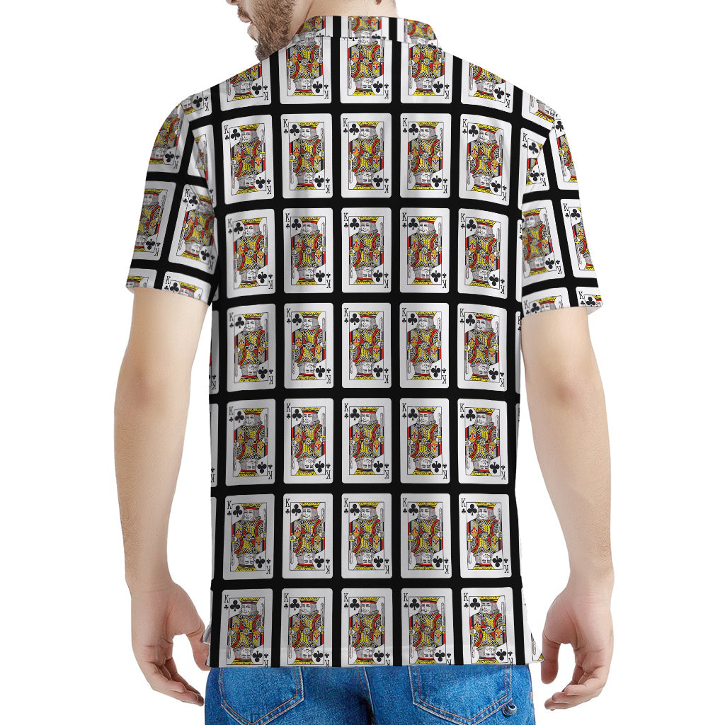 King Of Clubs Playing Card Pattern Print Men's Polo Shirt