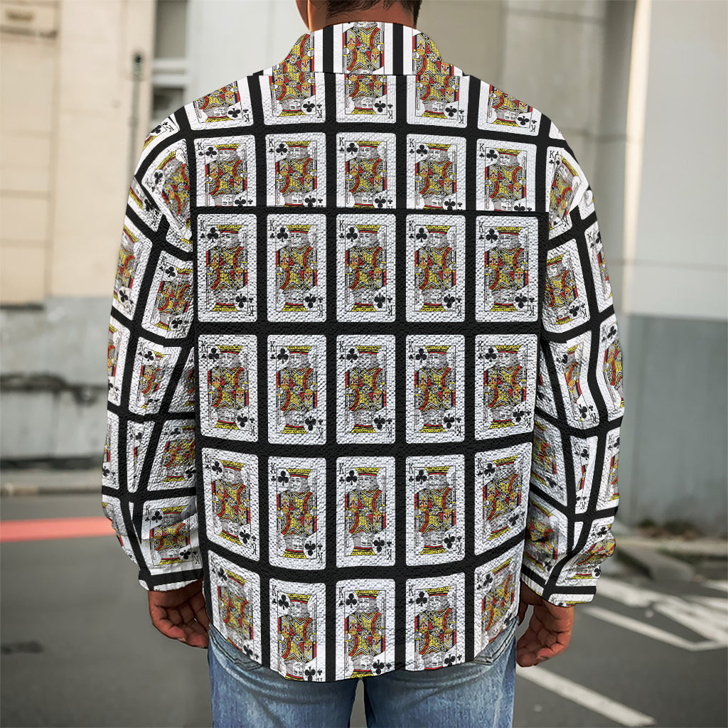 King Of Clubs Playing Card Pattern Print Men's Shirt Jacket