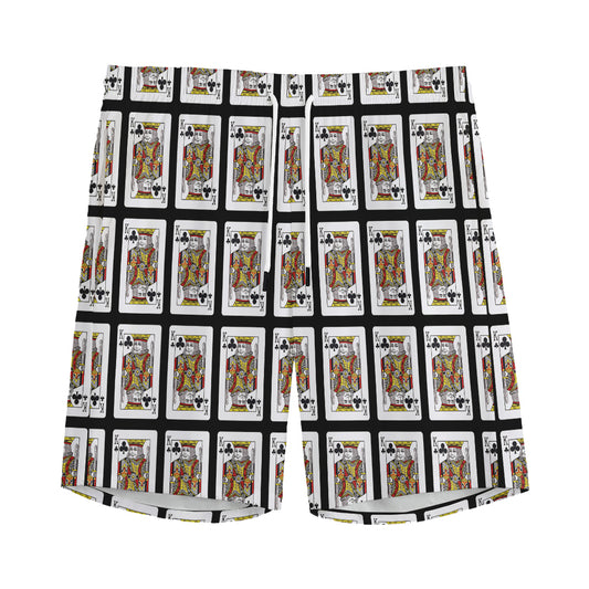 King Of Clubs Playing Card Pattern Print Men's Sports Shorts