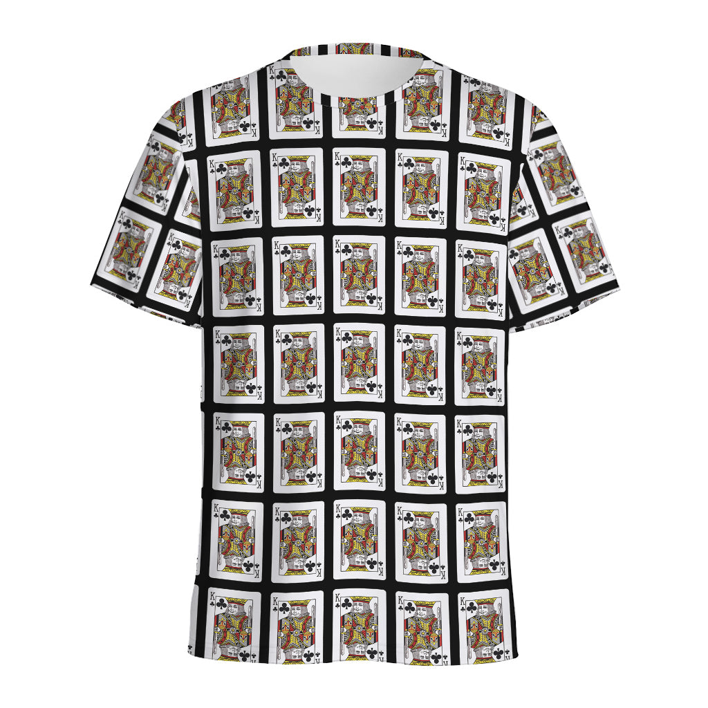 King Of Clubs Playing Card Pattern Print Men's Sports T-Shirt