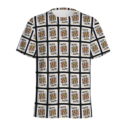 King Of Clubs Playing Card Pattern Print Men's Sports T-Shirt