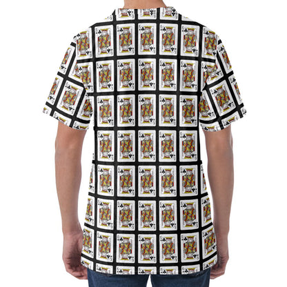 King Of Clubs Playing Card Pattern Print Men's Velvet T-Shirt