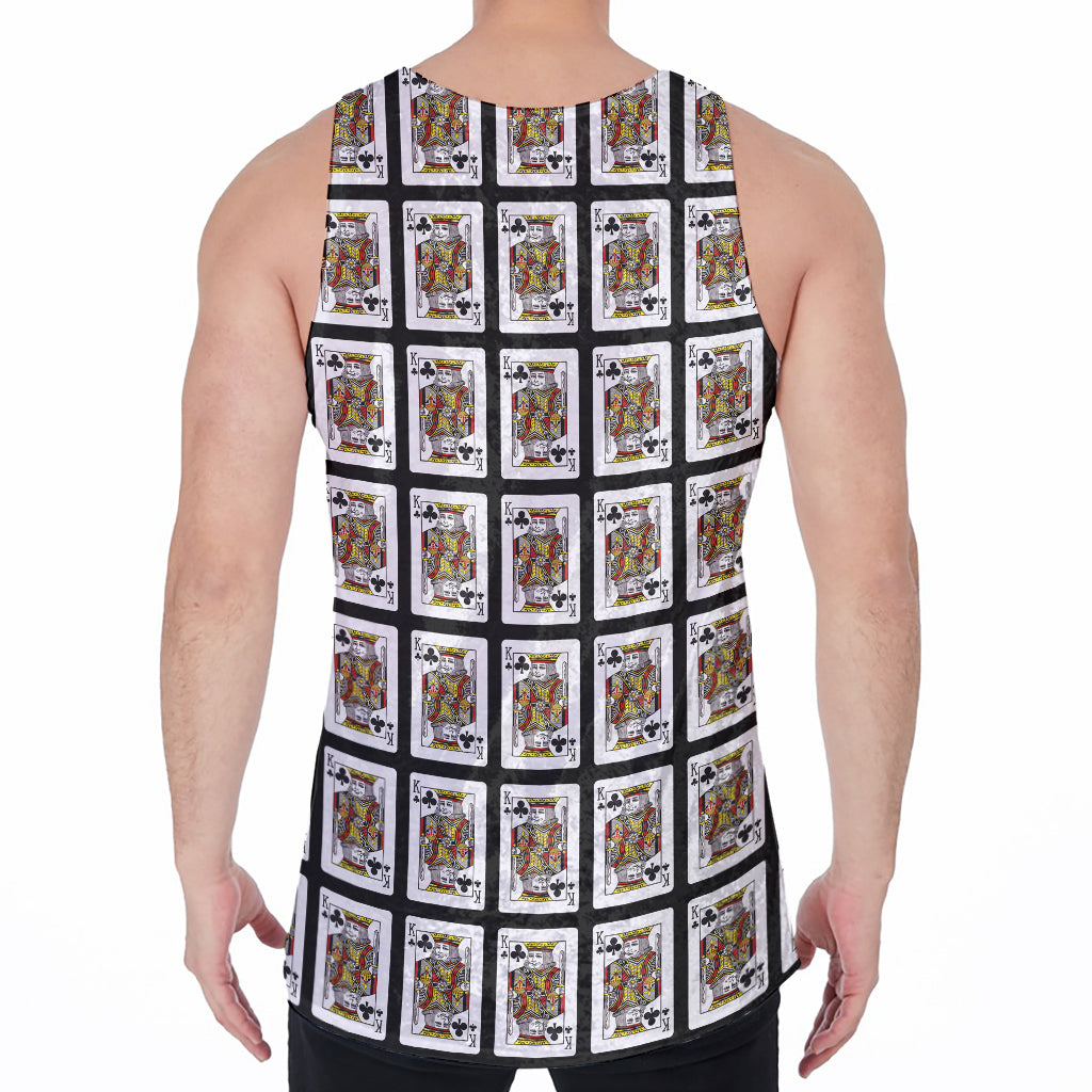 King Of Clubs Playing Card Pattern Print Men's Velvet Tank Top