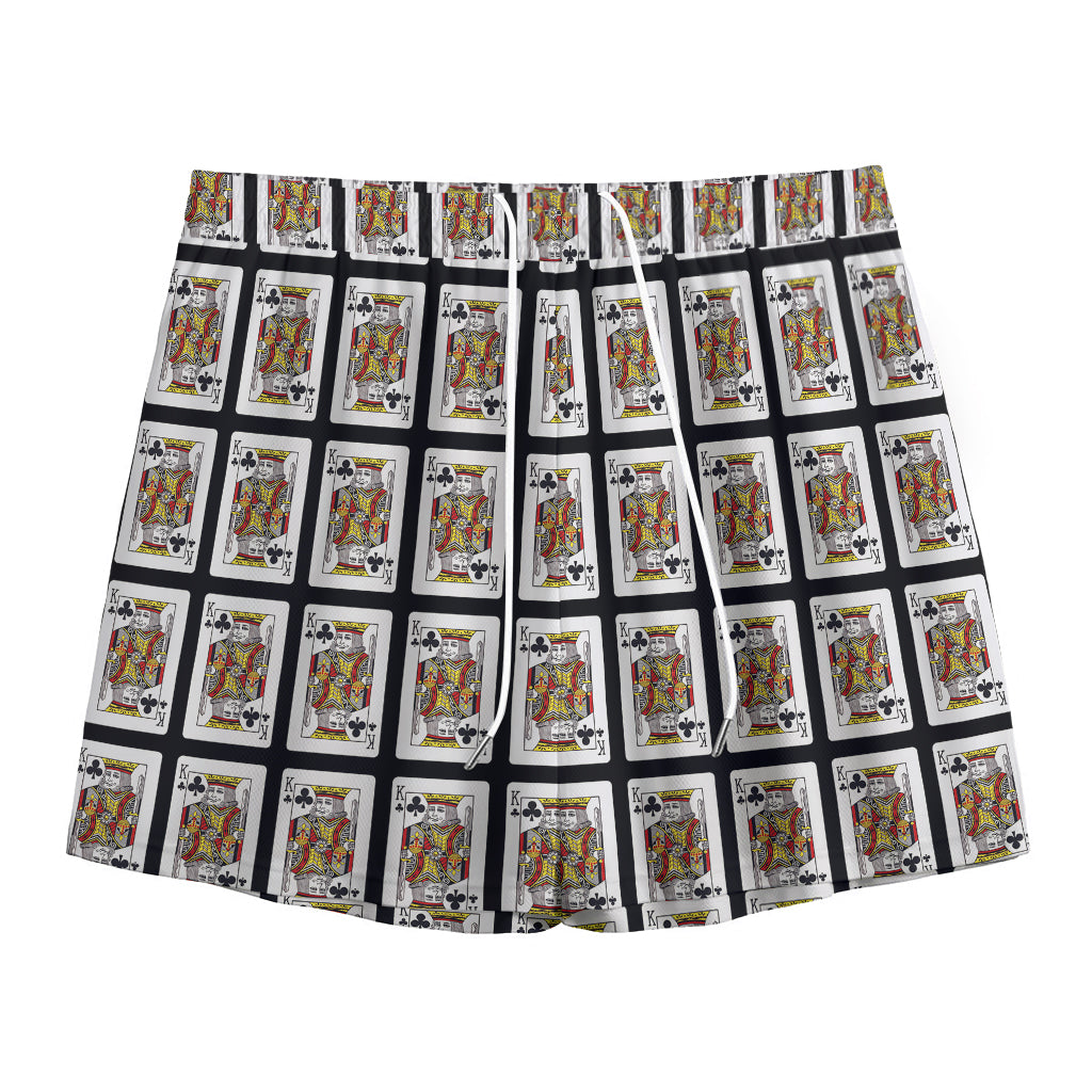 King Of Clubs Playing Card Pattern Print Mesh Shorts
