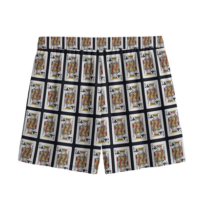 King Of Clubs Playing Card Pattern Print Mesh Shorts