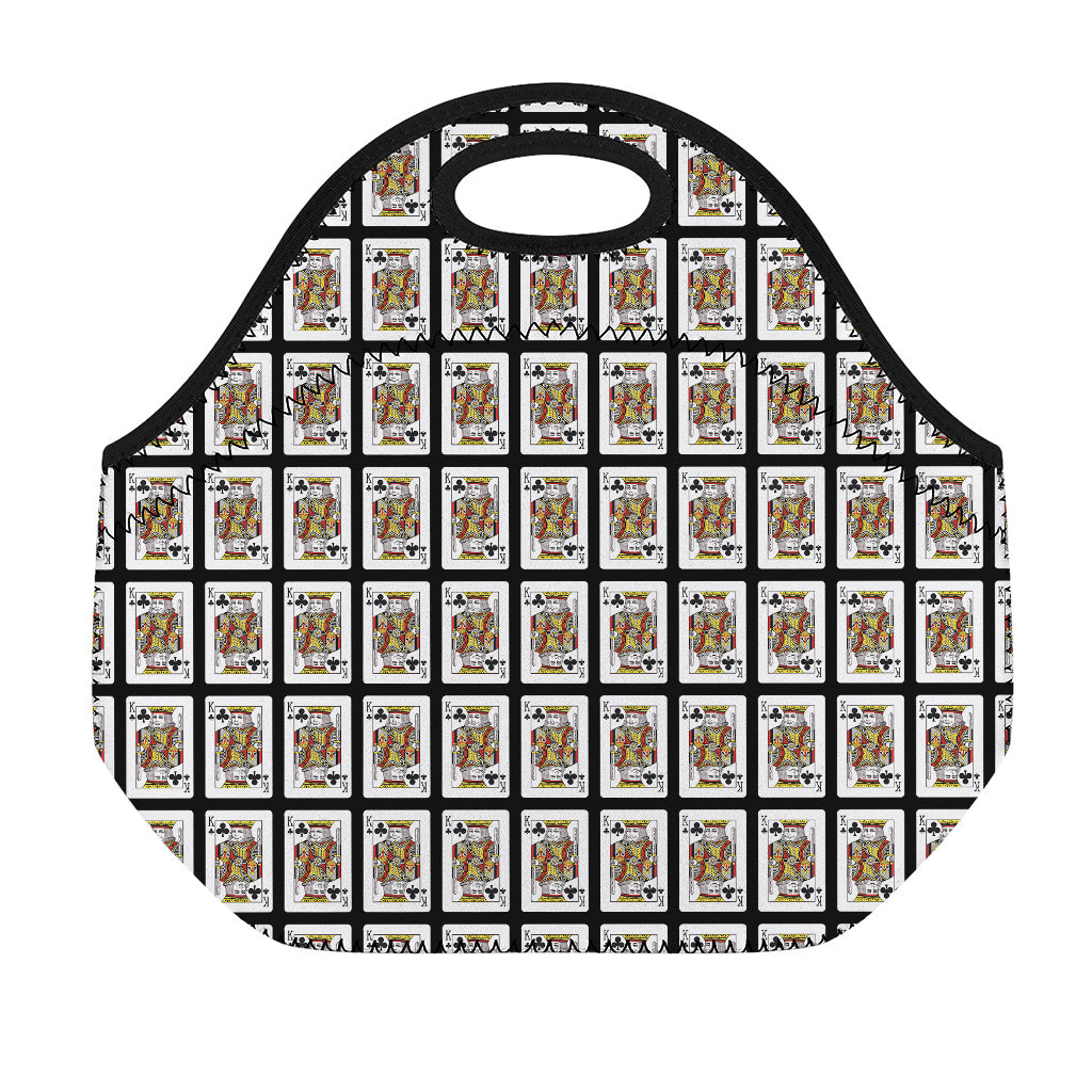 King Of Clubs Playing Card Pattern Print Neoprene Lunch Bag