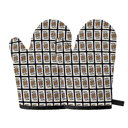 King Of Clubs Playing Card Pattern Print Oven Mitts