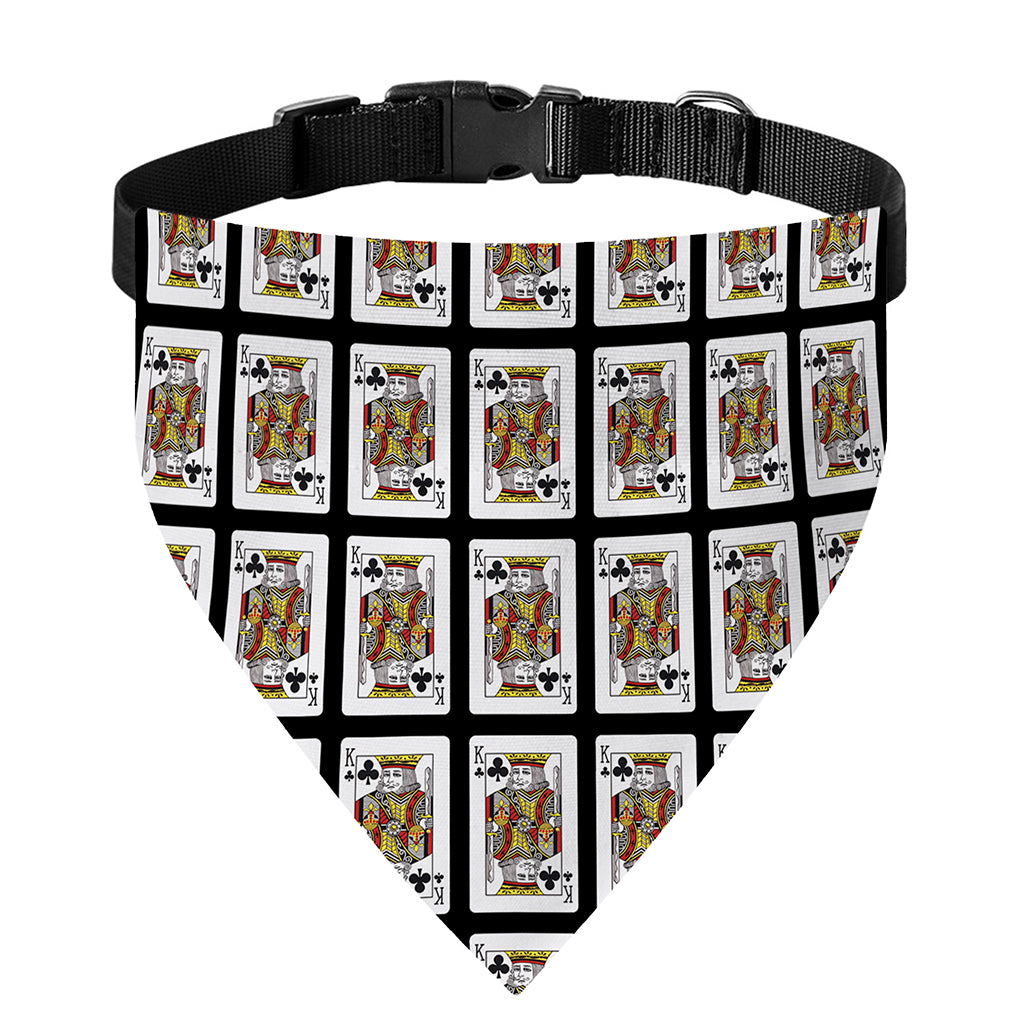 King Of Clubs Playing Card Pattern Print Over The Collar Dog Bandana