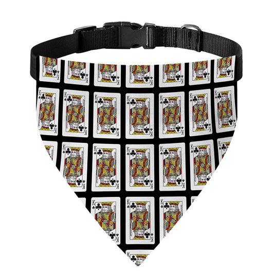 King Of Clubs Playing Card Pattern Print Over The Collar Dog Bandana