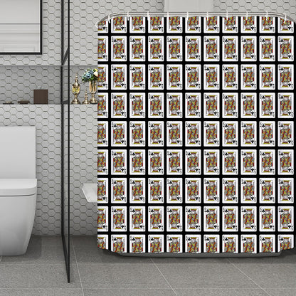 King Of Clubs Playing Card Pattern Print Polyester Shower Curtain