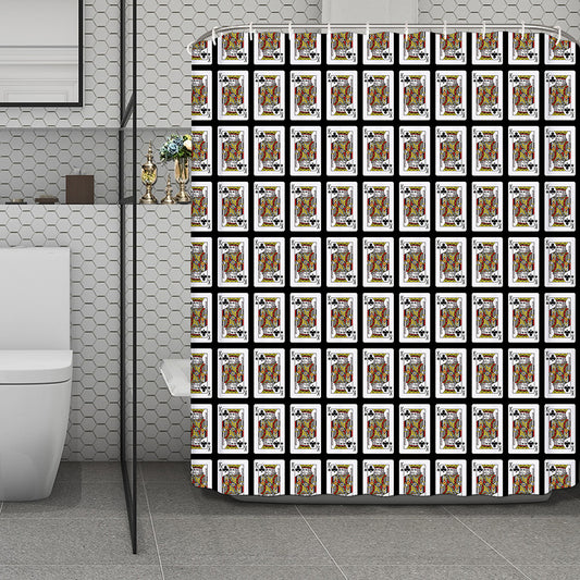 King Of Clubs Playing Card Pattern Print Polyester Shower Curtain