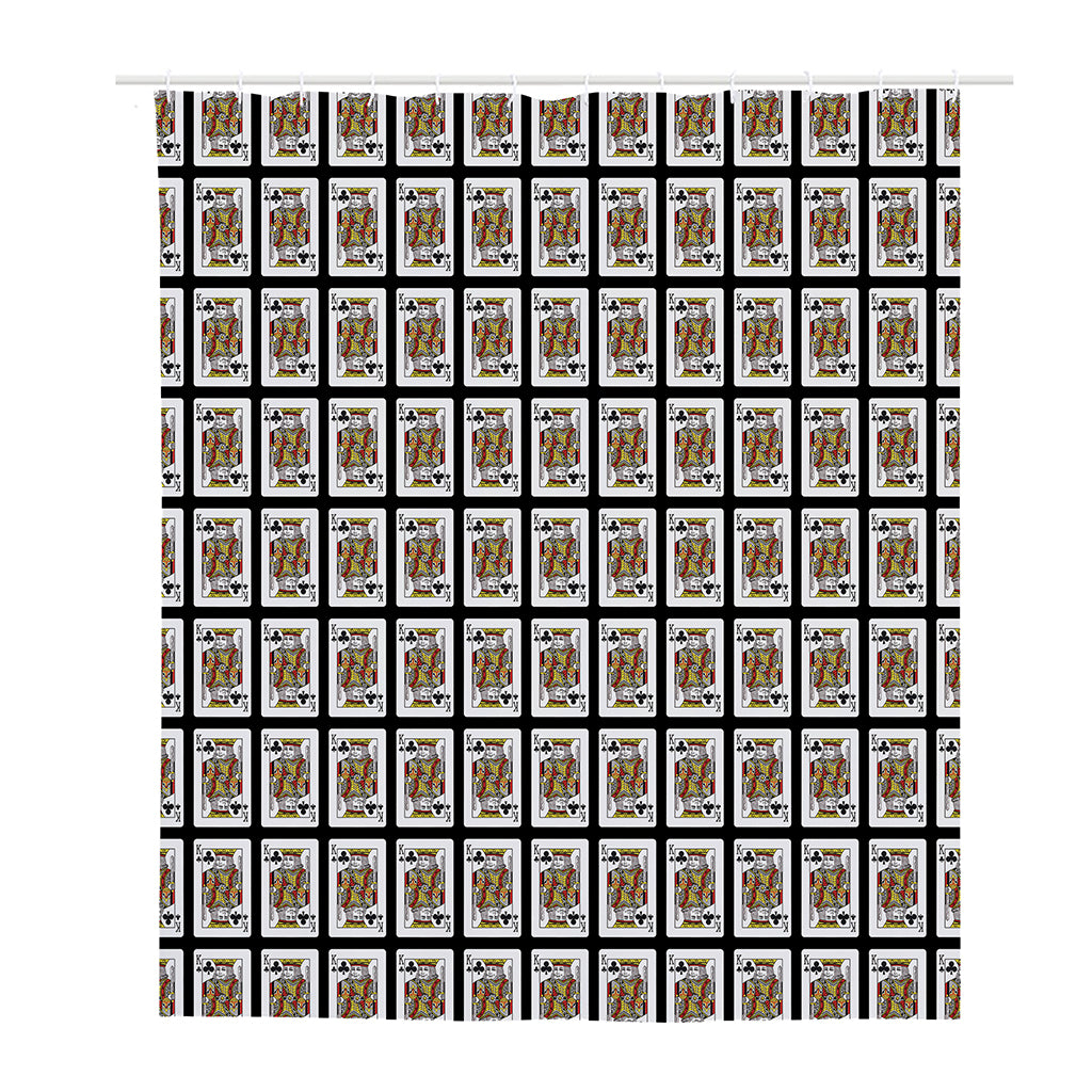 King Of Clubs Playing Card Pattern Print Polyester Shower Curtain