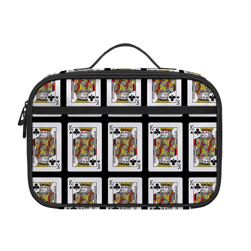 King Of Clubs Playing Card Pattern Print Portable Lunch Bag