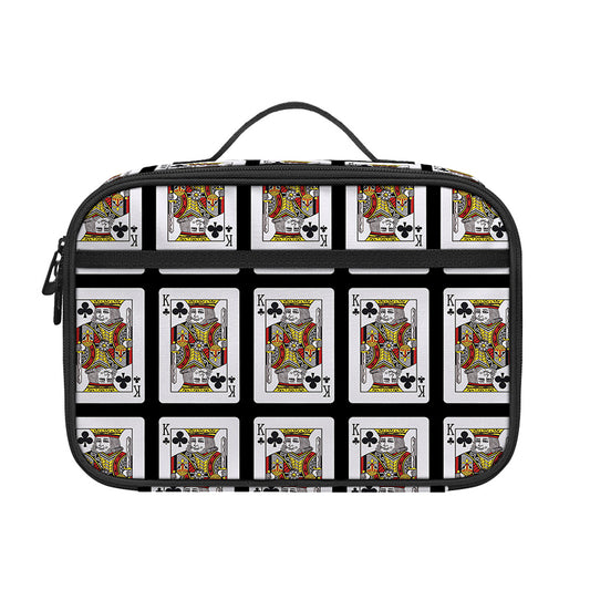 King Of Clubs Playing Card Pattern Print Portable Lunch Bag