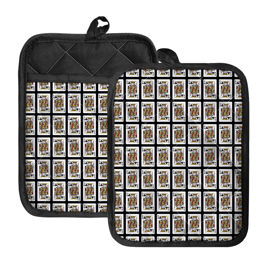 King Of Clubs Playing Card Pattern Print Pot Holders With Pocket