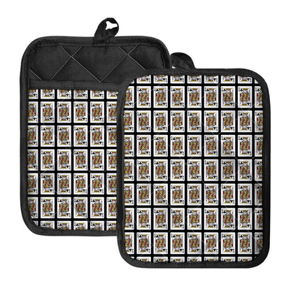 King Of Clubs Playing Card Pattern Print Pot Holders With Pocket