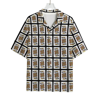 King Of Clubs Playing Card Pattern Print Rayon Hawaiian Shirt