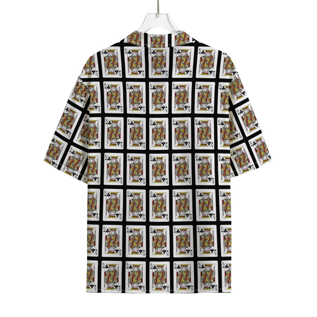 King Of Clubs Playing Card Pattern Print Rayon Hawaiian Shirt