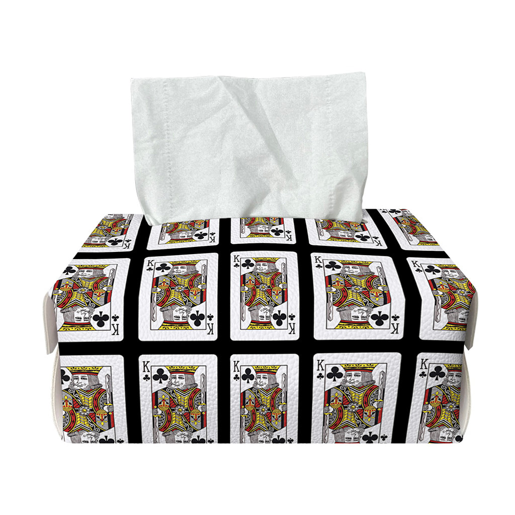 King Of Clubs Playing Card Pattern Print Rectangle Tissue Box Cover