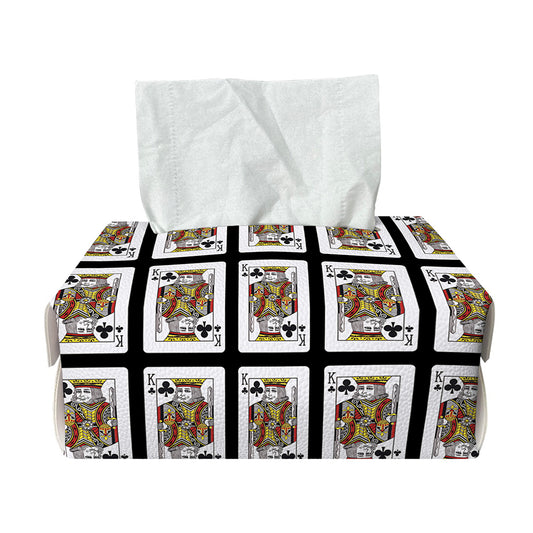 King Of Clubs Playing Card Pattern Print Rectangle Tissue Box Cover