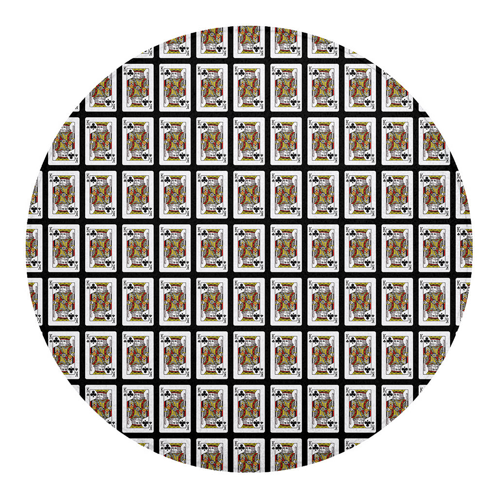 King Of Clubs Playing Card Pattern Print Round Blanket
