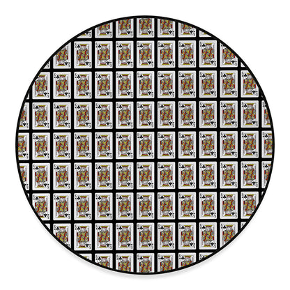 King Of Clubs Playing Card Pattern Print Round Floor Mat