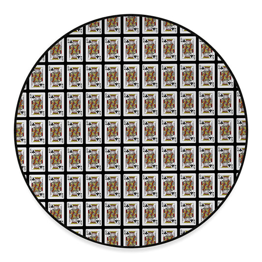 King Of Clubs Playing Card Pattern Print Round Floor Mat