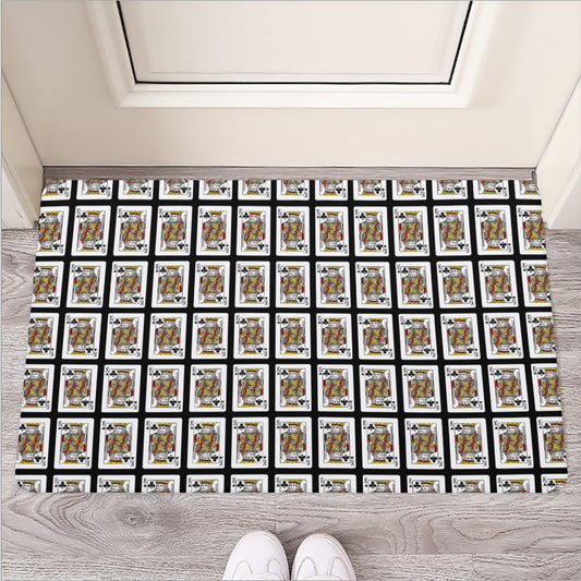 King Of Clubs Playing Card Pattern Print Rubber Doormat