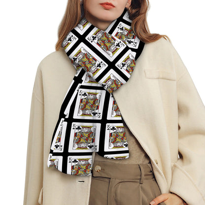 King Of Clubs Playing Card Pattern Print Scarf