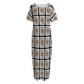 King Of Clubs Playing Card Pattern Print Short Sleeve Long Nightdress