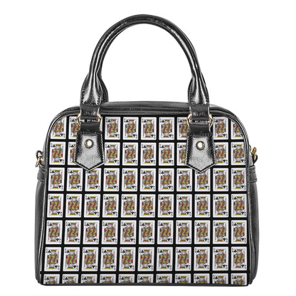 King Of Clubs Playing Card Pattern Print Shoulder Handbag