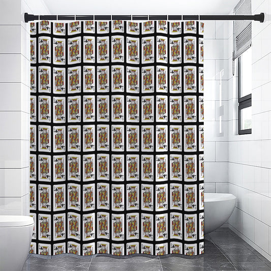 King Of Clubs Playing Card Pattern Print Shower Curtain