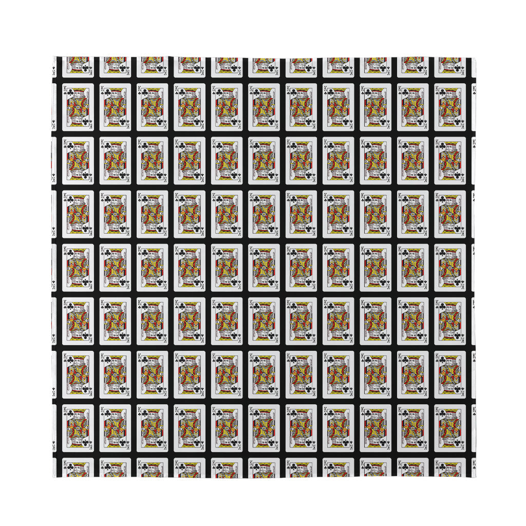 King Of Clubs Playing Card Pattern Print Silk Bandana