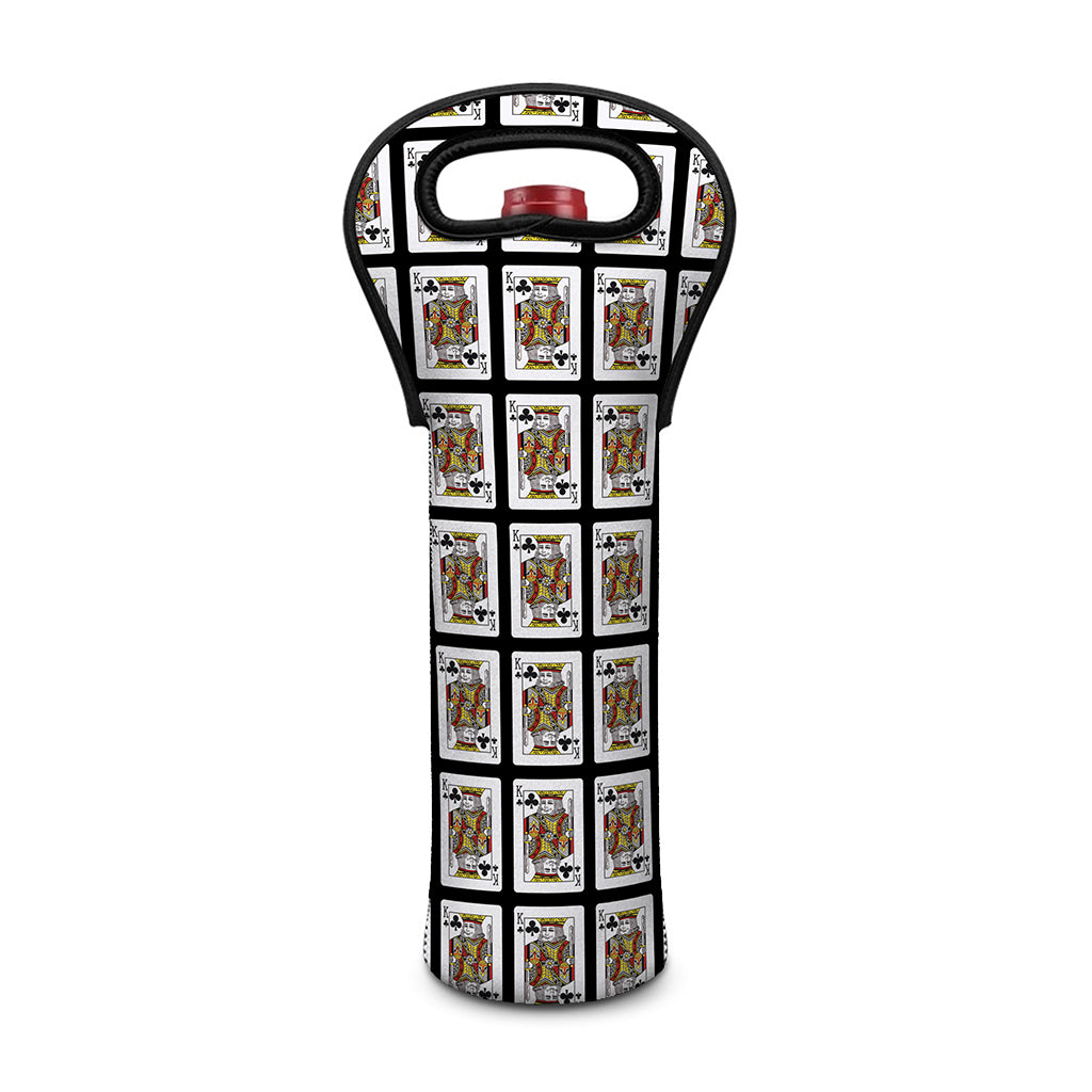 King Of Clubs Playing Card Pattern Print Single Neoprene Wine Tote