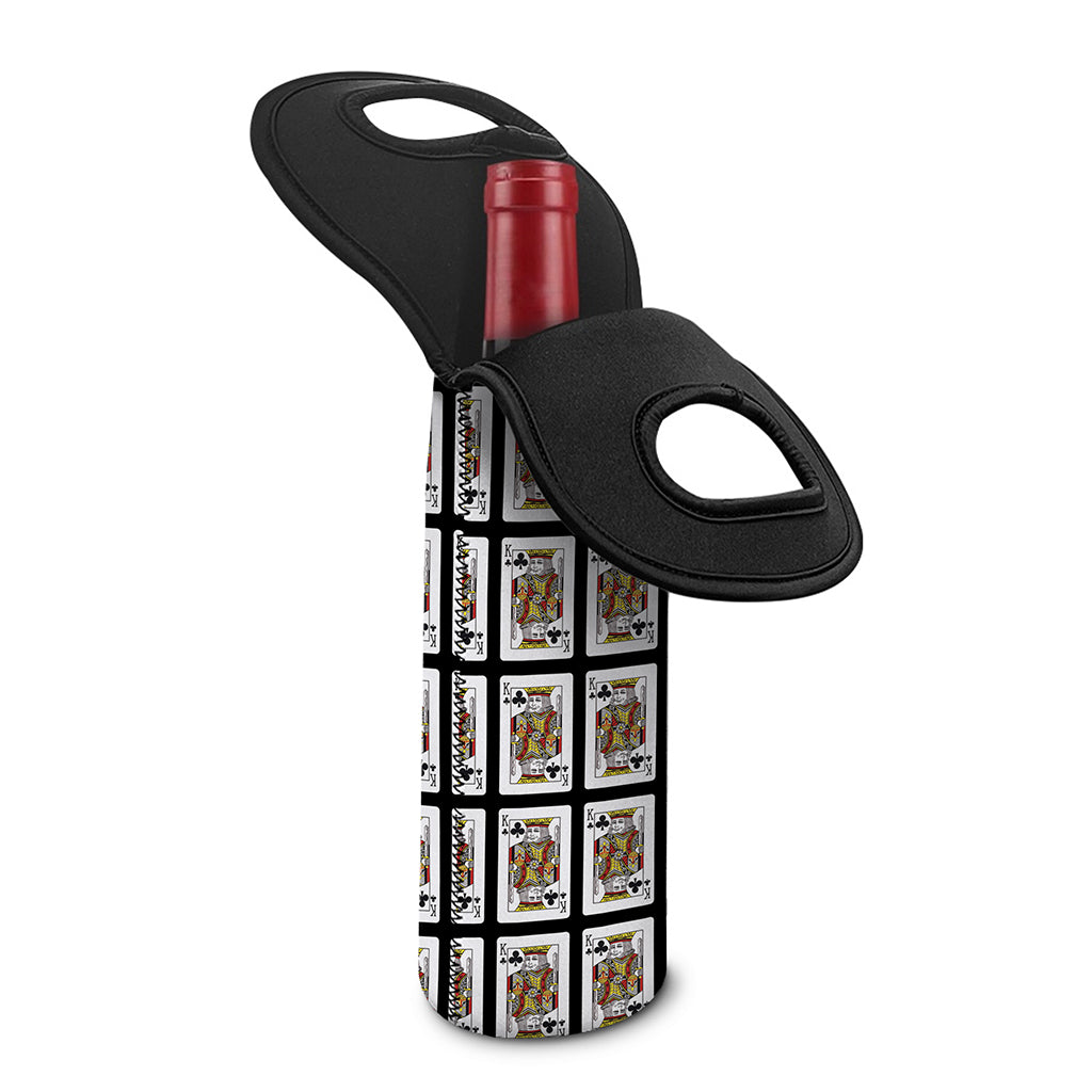 King Of Clubs Playing Card Pattern Print Single Neoprene Wine Tote