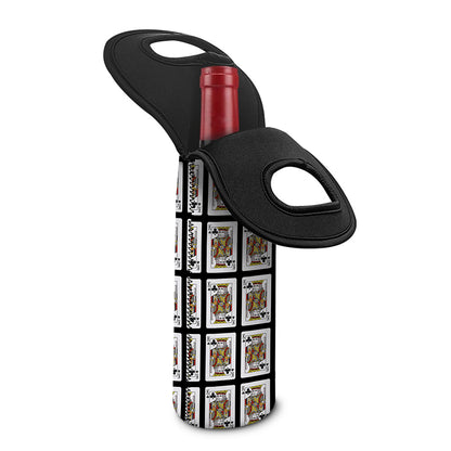 King Of Clubs Playing Card Pattern Print Single Neoprene Wine Tote
