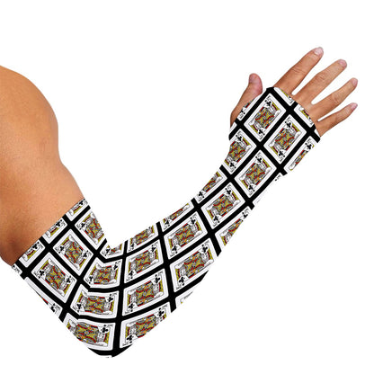 King Of Clubs Playing Card Pattern Print Sun Protection Arm Sleeves