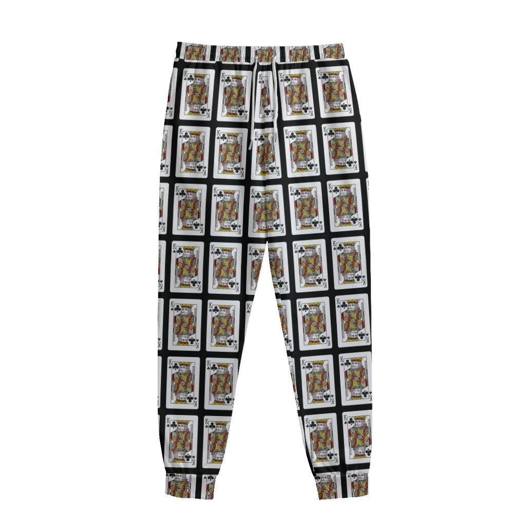 King Of Clubs Playing Card Pattern Print Sweatpants