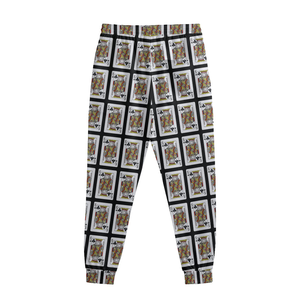 King Of Clubs Playing Card Pattern Print Sweatpants