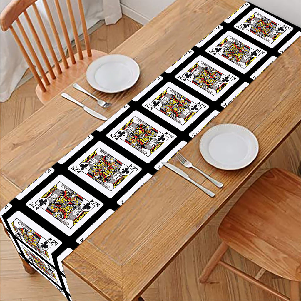 King Of Clubs Playing Card Pattern Print Table Runner