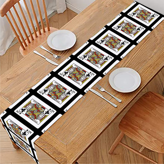 King Of Clubs Playing Card Pattern Print Table Runner