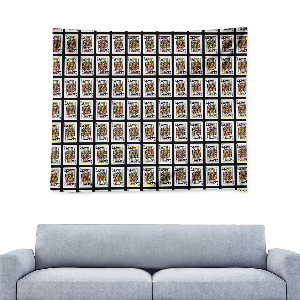 King Of Clubs Playing Card Pattern Print Tapestry