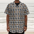 King Of Clubs Playing Card Pattern Print Textured Short Sleeve Shirt