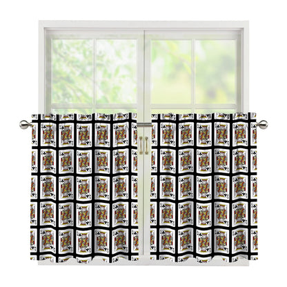 King Of Clubs Playing Card Pattern Print Tier Curtains
