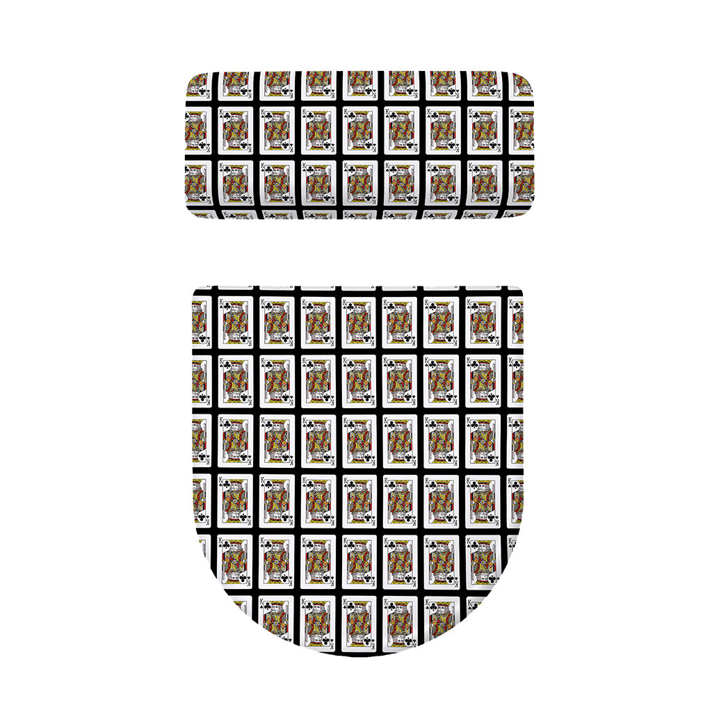 King Of Clubs Playing Card Pattern Print Toilet Lid And Tank Cover Set